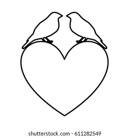 heart romantic with bird vector illustration design
