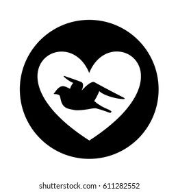 heart romantic with bird vector illustration design