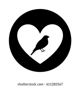 heart romantic with bird vector illustration design