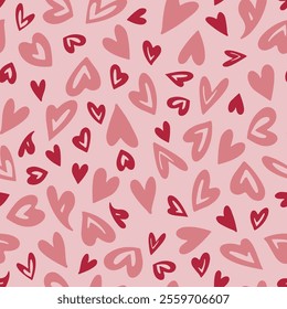 Heart Romantic Seamless Pattern. Love Valentine Symbol Ornament. Vector Hearts Seamless Pattern.