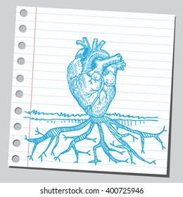Heart with roots