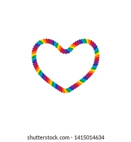 Heart Rope Frame Border Rainbow Colored LGBT Pride for Lesbian Gay Bisexual and Transgender Design Element