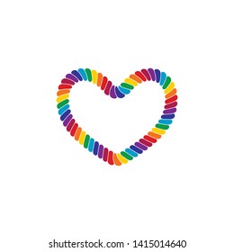 Heart Rope Frame Border Rainbow Colored LGBT Pride for Lesbian Gay Bisexual and Transgender Design Element