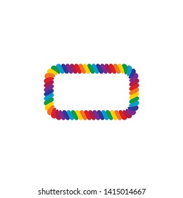 Heart Rope Frame Border Rainbow Colored LGBT Pride for Lesbian Gay Bisexual and Transgender Design Element