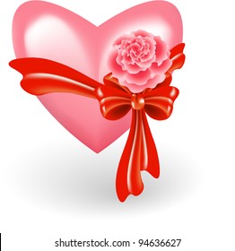 Heart with rose and bow