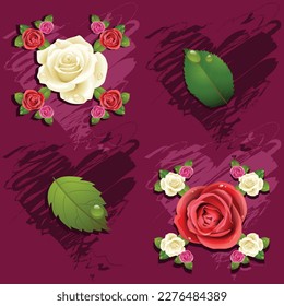 Heart rose flower seamless pattern design