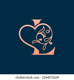 HEART ROSE GOLD BEAUTY LETTER L