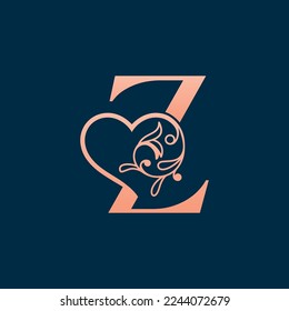 HEART ROSE GOLD BEAUTY LETTER Z