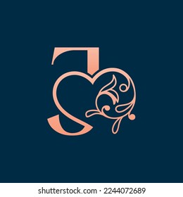 HEART ROSE GOLD BEAUTY LETTER J