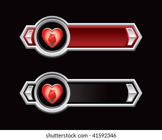 Herz und Rose auf roten und schwarzen Pfeilen