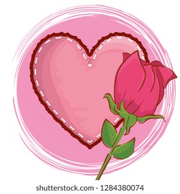 heart with rose plant to valentines day