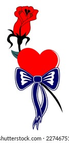 heart with rose valentine vector file