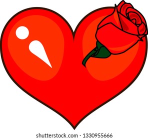 Heart with a rose for valentine's day