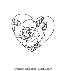Heart and rose, vector illustration