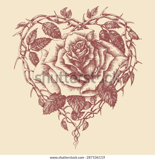 Heart Rose Vector Illustration Stock Vector (Royalty Free) 287106119