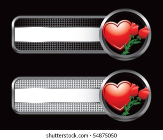 cardíacos y rosas banderas de cuadros negros y plateados