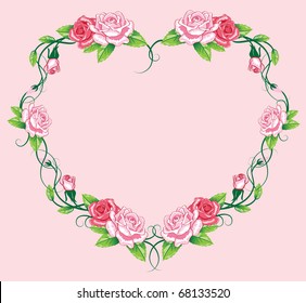 heart roses border. art work