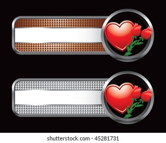 heart and roses bronze and silver checkered tabs