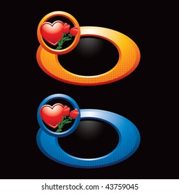 heart and roses colored rings
