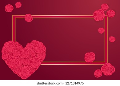 Heart from roses flowers. Floral heart for Valentine's Day greeting card. Vector illustration EPS10