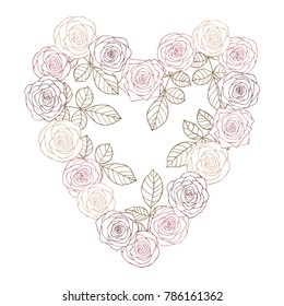 Heart of roses. Flowers on Valentine's Day.Vector illustration