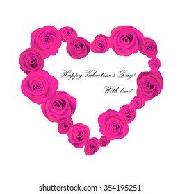 Heart of roses. Happy Valentine's Day. Vector