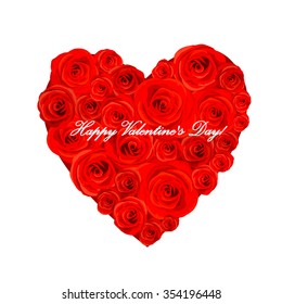 Heart of roses. Happy Valentine's Day. Vector