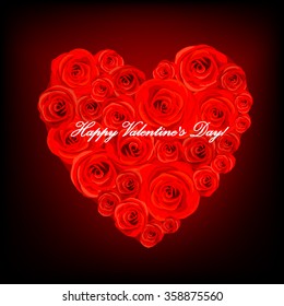 Heart of roses. Happy Valentine's Day. Vector