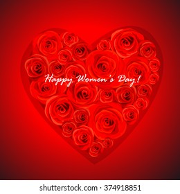 Heart of roses. Happy Valentine's Day. Vector