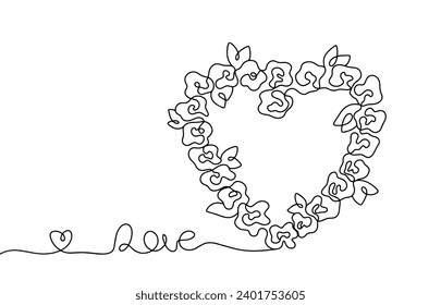 Heart of roses with an inscription. Valentine's Day. Vector illustration. Images produced without the use of any form of AI software at any stage. 