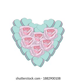 Corazón de rosas y muffins