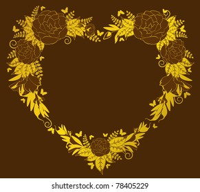 Heart from roses on background.