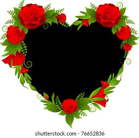 Heart from roses on background. Vector