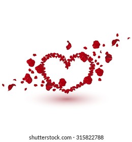 Heart of roses petals