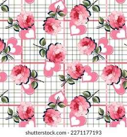 Corazón de rosas y estampado de yeso para impresión textil