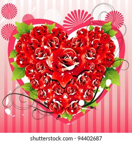 heart with roses vector