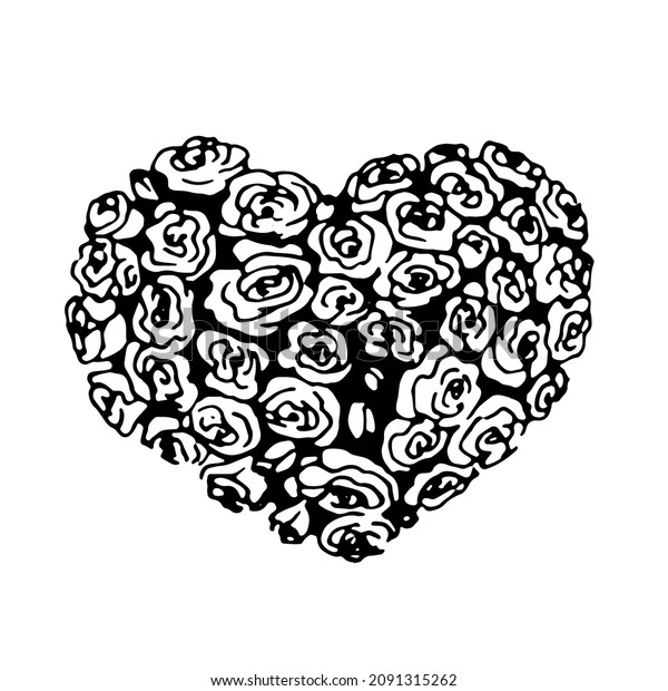 Heart Roses Vector Clipart Hand Drawn Stock Vector (Royalty Free ...