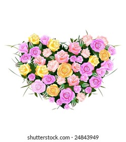 Heart of roses. Vector illustration.