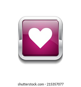 Heart Rounded Rectangular Pink Vector Web Button Icon