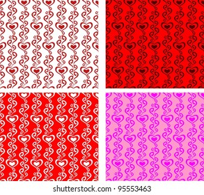 Heart Rows Ornament Seamless Texture Vector Background vector illustration