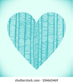 Heart with rows of turquoise vertical folders