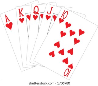 Heart Royal Flush Vector Illustration