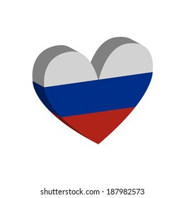 heart Russian flag. Vector illustration