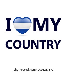 Heart with Salvadoran flag colors. I Love My Country - El Salvador