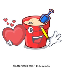 With heart sand bucket mascot cartoon
