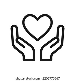 Heart saving hands love charity icon