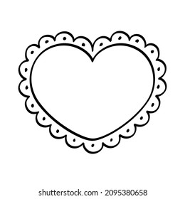 Heart scallop frame doodle line art illustration clipart