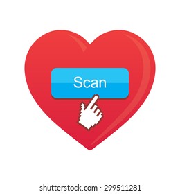 Heart with scanning button.