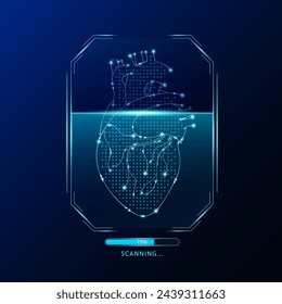 Heart scanning radar screen. Medical technology health care. Digital interface system MRI scan analysis of human organ. Science concept. Vector EPS10.