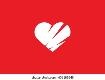 Heart with Scars Icon Vector. Flat heart design for the common use of Branding, icons, logos, symbol, signage, or any graphic element.